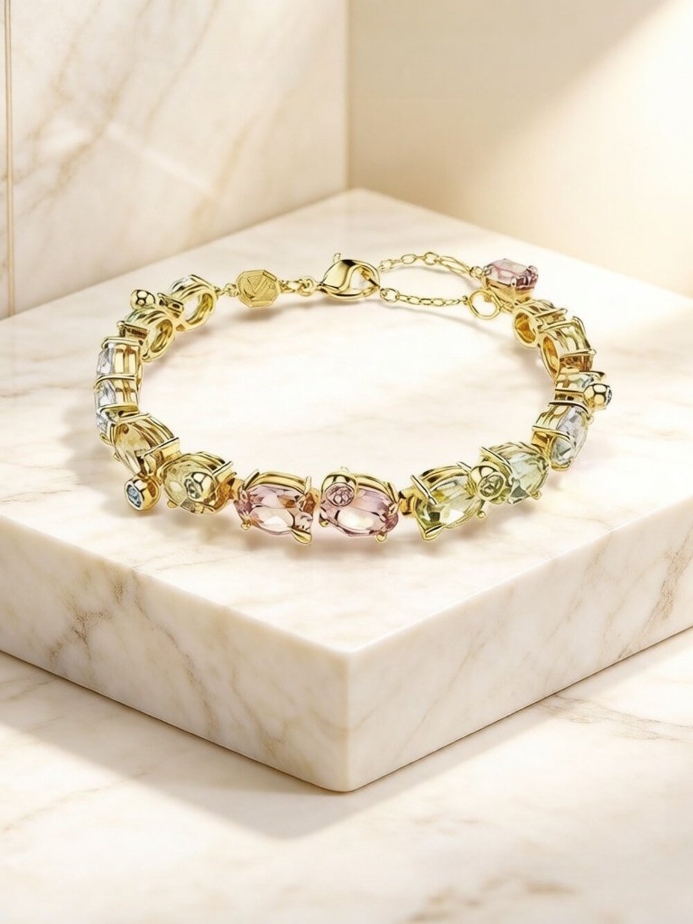 Swarovski gemstone bracelet with colorful crystal contrast design